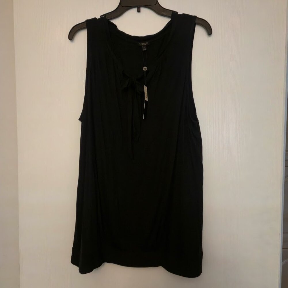 Talbots sleeveless black‎ tunic top with front tie NWT Size XL